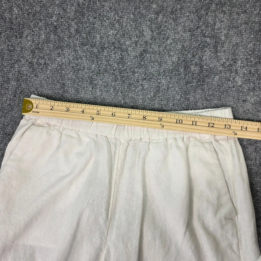 Banana Republic Linen Blend Pants Womens XS White‎ Straight Leg Elastic Waist